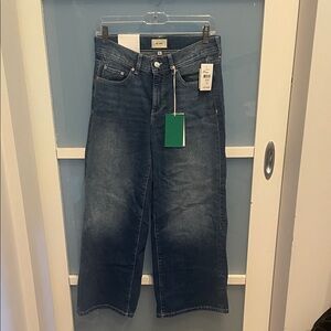 DL1961 Dark Blue Hepburn Wide Leg Mid Rise Ankle Jeans, 25, NWT